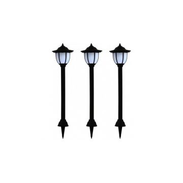 Lampi solare de exterior cu LED, 3 buc, negru