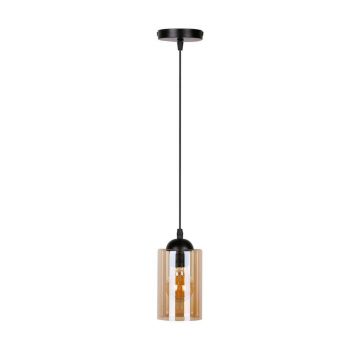 Lustră neagră cu abajur din sticlă ø 10 cm Bistro – Candellux Lighting