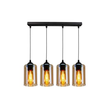 Lustră neagră cu abajur din sticlă 10x65 cm Bistro – Candellux Lighting