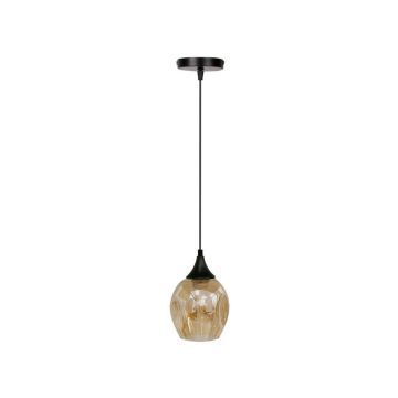 Lustră neagră cu abajur din sticlă ø 14 cm Aspa – Candellux Lighting