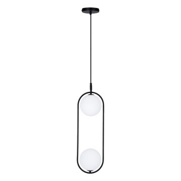 Lustră neagră cu abajur din sticlă 18.5x15 cm Cordel – Candellux Lighting