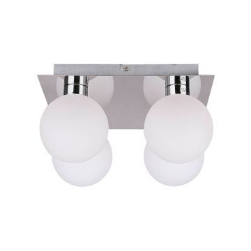 Plafonieră argintie cu abajur din sticlă 25x25 cm Oden – Candellux Lighting