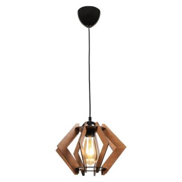 Plafonieră neagră/în culoare naturală cu abajur din lemn – Squid Lighting