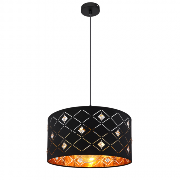 Suspensia Abbey 15448H, 1 x E27, 60W, H 1400 mm x D 400 mm, negru + auriu