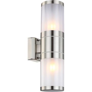 Aplica exterior Xeloo, inox, doua surse de iluminat, IP44, 2 x 60 W, 102 x 155 x 37 mm