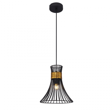 Pendul Purra,1 x E27, 60W,  H1200 X D 220 mm, negru + auriu