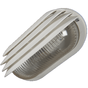 Lampa ovala din plastic, E27, 60W, IP44, alb