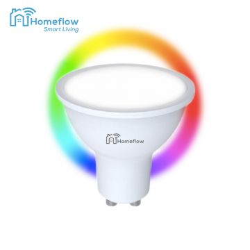 Bec inteligent LED Wireless Homeflow B-5001, GU10, 5W (35W), 300lm, RGB, dimabil, Control de pe telefonul mobil