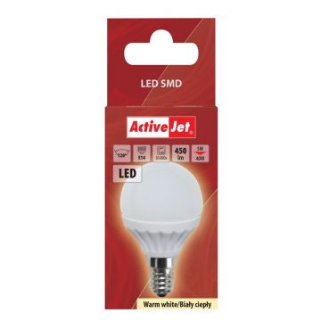 Bec LED SMD E14 5W glob lumina calda, ActiveJet