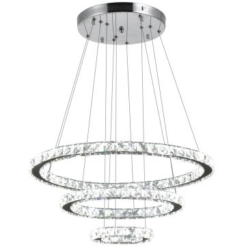 HOMCOM Candelabru LED Elegant cu 3 Inele Reglabile, Iluminat Modern Living, Plafonieră Decorativă Ф60x110cm | Aosom Romania