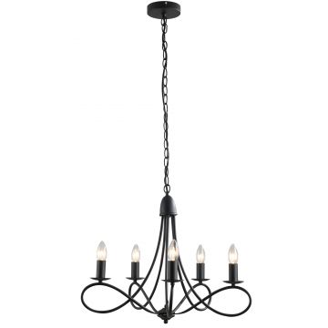 HOMCOM Lustră Suspendată Design Împletit, Candelabru Oțel cu 5 Brațe, Iluminat Elegant Sufragerie 158x45 cm, Negru | Aosom Romania