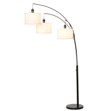 Lampa de Podea HOMCOM cu 3 Lumini si Brate Flexibile Baza din Marmura Inaltime 205cm | Aosom RO