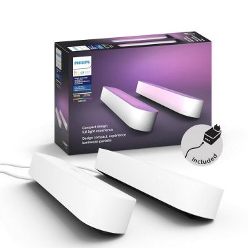 Philips Pachet 2 lampi LED integrat Philips HUE Play, 530 lm, A+, ambianta alba si color, 25.3 cm, Alb