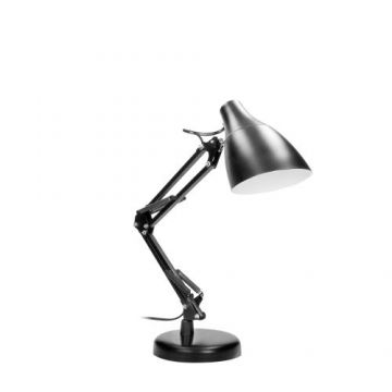 Lampa de birou VIRONE DIAN DL-1/B, E27, 60 W, 3 articulatii mobile, cablu 110 cm cu comutator, otel, Negru