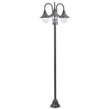 Stâlp iluminare grădină E27 220 cm aluminiu 3 lămpi bronz