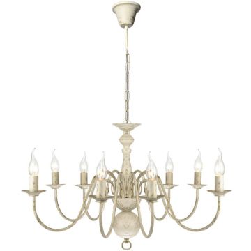 Candelabru alb de metal in stil antic 8 x becuri E14