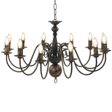 Candelabru antichizat negru 12 becuri E14