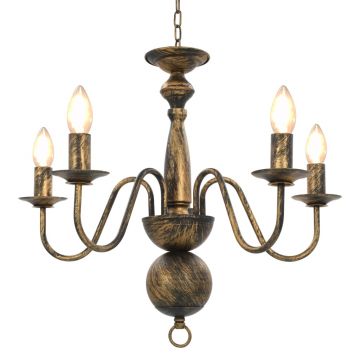 Candelabru antichizat negru 5 becuri E14