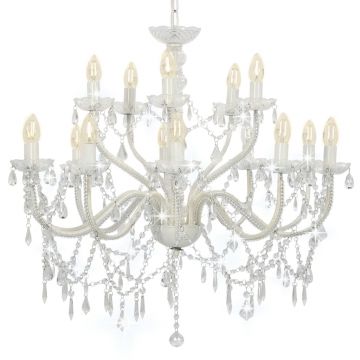 Candelabru cu 2 rânduri alb becuri 15 x E14