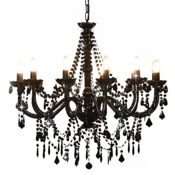 Candelabru cu mărgele negru 12 becuri x E14