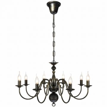 Candelabru negru de metal in stil antic 8 x becuri E14