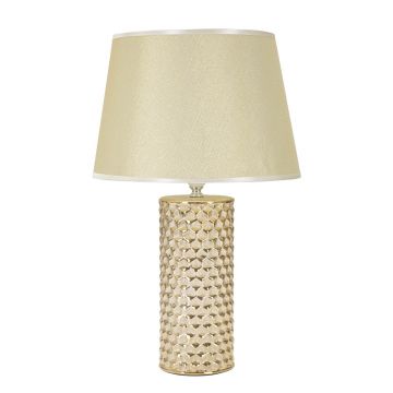 Lampa de masa, Glam Gold, Mauro Ferretti, 1 x E27, 40W, Ø30 x 47.5 cm, ceramica/fier/textil, alb/auriu