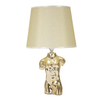 Lampa de masa, Glam Man, Mauro Ferretti, 1 x E27, 40W, 25 x 25 x 42.5 cm, ceramica/fier/textil, auriu