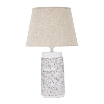 Lampa de masa, Nairobi, Mauro Ferretti, 1 x E27, 40W, Ø35 x 60.5 cm, polirasina/fier/textil, alb antic/maro