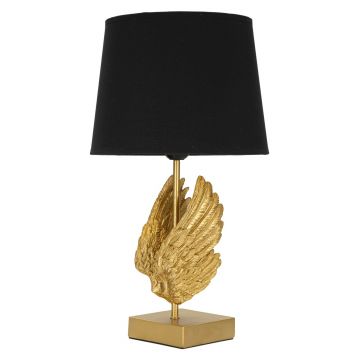 Lampa de masa, Wings, Mauro Ferretti, 1 x E27, 40W, Ø25 x 45 cm, fier/polirasina/textil, auriu/negru