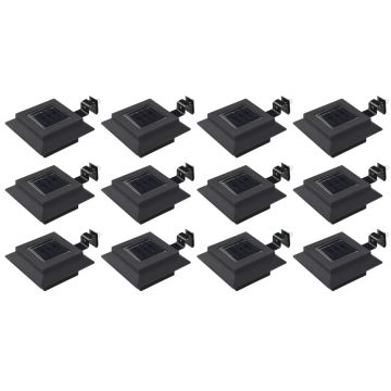 Lămpi solare de exterior 12 buc. negru 12 cm pătrat LED