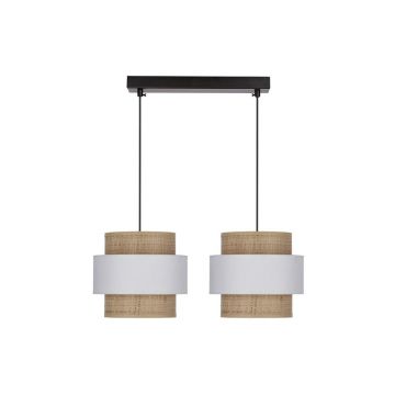 Lustră albă-în culoare naturală cu abajur din ratan ø 20 cm Rattan – Candellux Lighting