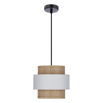 Lustră albă-în culoare naturală cu abajur din ratan ø 20 cm Rattan – Candellux Lighting