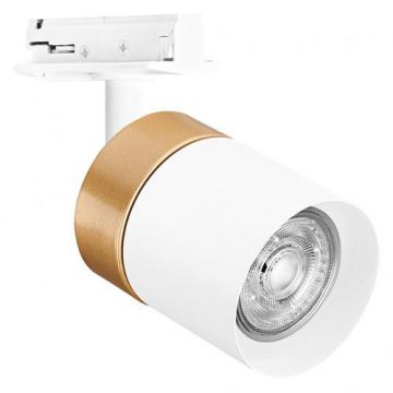 Spot LED pe sina Ledvance TRACKLIGHT GOLD CYLINDER, 1xGU10 (neinclus), max 35W, IP20, reglabil, Ø65x142mm, Alb/Auriu