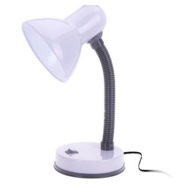 Lampa de birou, metal/plastic, 40 W, alb