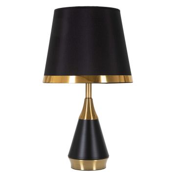 Lampa de masa Blacky, Mauro Ferretti, Ø28 x 50 cm, 1 x E27, 40W, fier/textil, negru/auriu