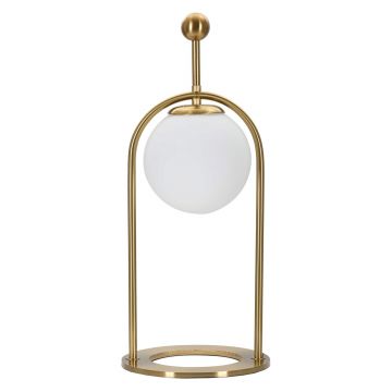 Lampa de masa Glamy Arc -B, Mauro Ferretti, Ø21 x 50 cm, 1 x E14, 40W, fier/sticla, auriu/alb