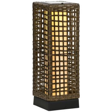 Lampa Outsunny de Gradina Solara cu Panou Superior de Reincarcare, din Otel si Ratan, 15.5x15.5x46 cm, Negru si Maro | Aosom Romania