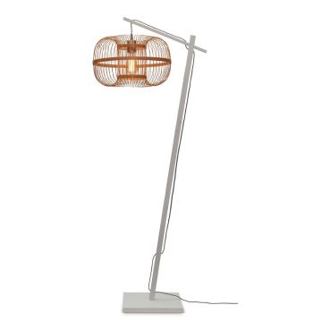 Lampadar alb/în culoare naturală cu abajur din bambus (înălțime 150 cm) Hokkaido – Good&Mojo