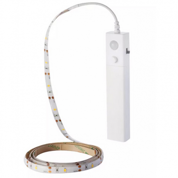 Banda LED cu senzor de miscare si alimentare baterii 2573 2835 2.4W 1m 2700K Alb cald