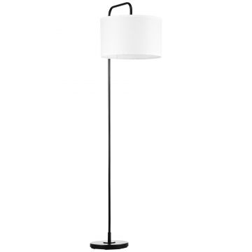 Homcom Lampadar Arcuit, Design Modern cu Abajur din Țesătură și Structură din Oțel, 64x38x163.5 cm, Alba și Neagră, pentru Interior | Aosom Romania