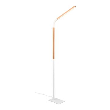 Lampadar alb/în culoare naturală LED cu abajur din lemn (înălțime 169,5 cm) Norris – Trio