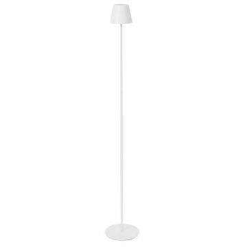 Lampadar LED de exterior Etna, Bizzotto, 17x115 cm, cu baterie reincarcabila, otel acoperit cu pulbere, alb