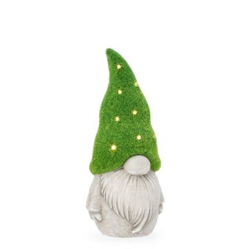 Decoratiune luminoasa de gradina cu incarcare solara LED Garden Gnome, Bizzotto, 17x14.5x36 cm, magneziu, verde