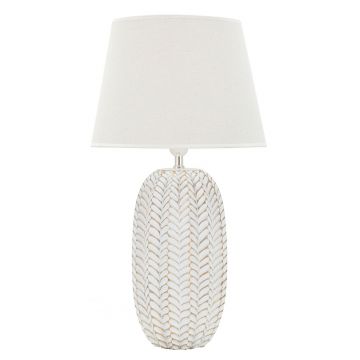 Lampa de masa Leaf, Mauro Ferretti, 1x E27, 40W, 35x65 cm, polirasina/fier/textil, auriu/alb