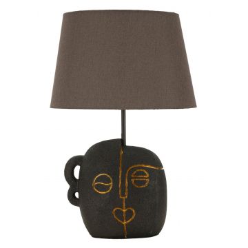 Lampa de masa Tribal -A, Mauro Ferretti, 1x E27, 40W, 30.5x46 cm, polirasina/fier/textil, maro/auriu