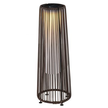 Outsunny Lanternă Solară de Grădină cu Panou de Încărcare, Lampă solară de Exterior din Metal și Ratan, Ø21.5x61 cm, Maro | Aosom Romania