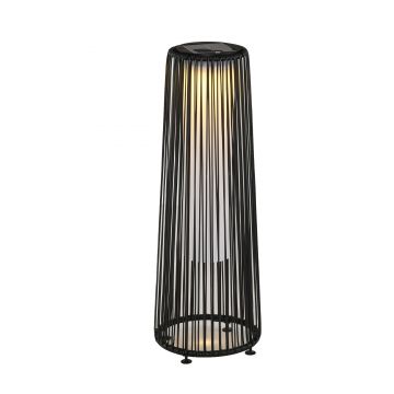 Outsunny Lanternă Solară de Grădină cu Panou de Încărcare, Lampă solară de Exterior din Metal și Ratan, Ø21.5x61 cm, Negru | Aosom Romania