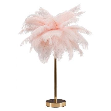 Lampa de masa Palm Pink, Mauro Ferretti, Ø40 x 55 cm, 2 x E14, 40W, fier, roz/auriu