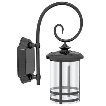 Outsunny Lampă de Exterior cu Panou Solar Impermeabil, Aprindere Automată, Lumină Solară în Aer Liber, 16.5x25.5x41 cm, Negru | Aosom Romania