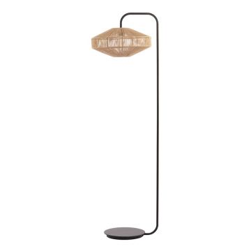 Lampadar negru mat/în culoare naturală cu abajur textil (înălțime 164 cm) Lyra – Light & Living